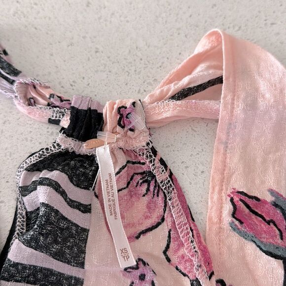 NWT Free People Hot Tropics Halter-Neck Top Dark Combo Drop Armhole XS Viscose - Picture 9 of 12